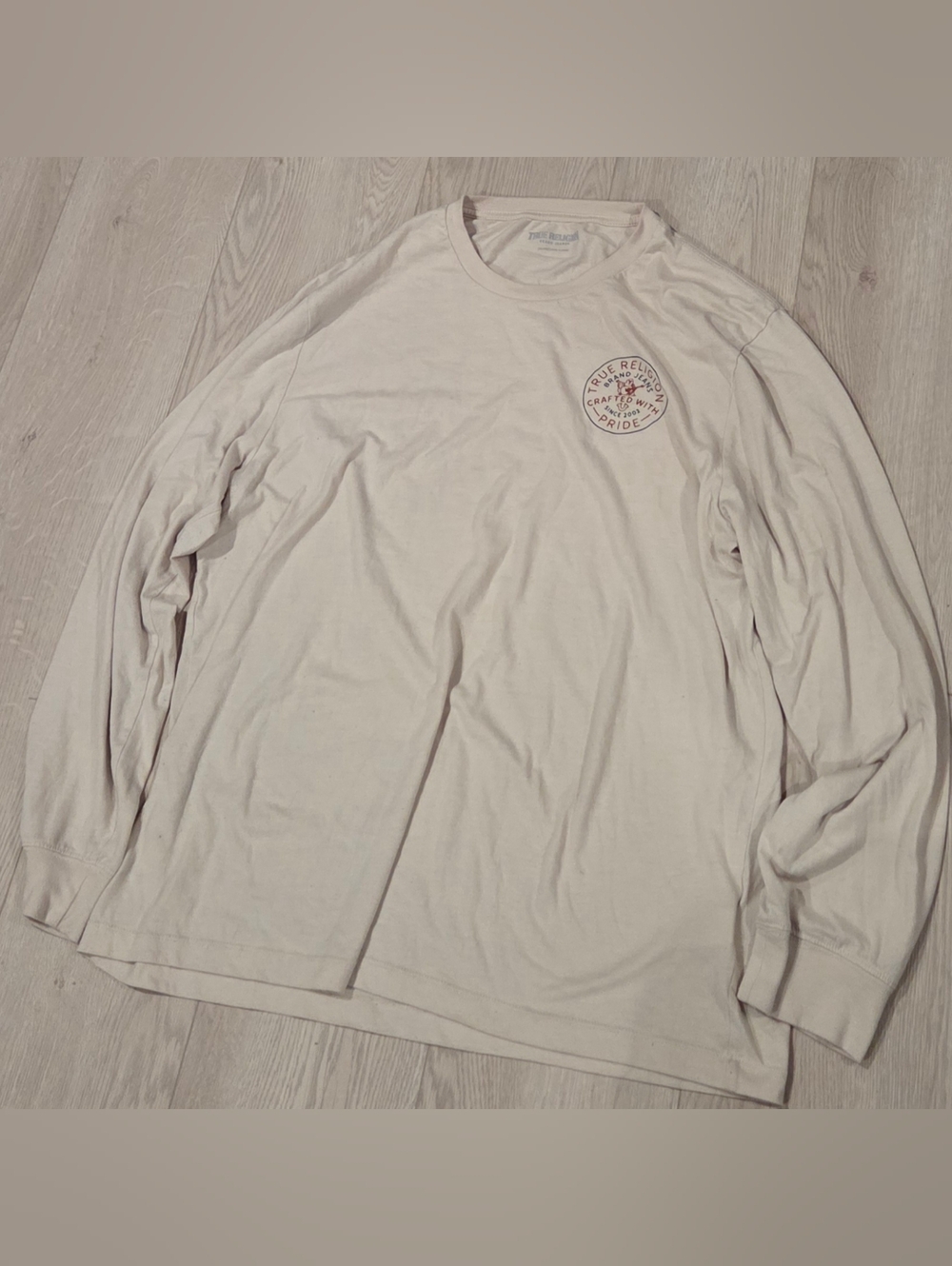True Religion Men's Long Sleeve Crewneck Shirt - Cream